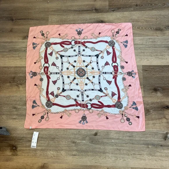 Urban Outfitters Tassels Patterned Scarf 32” square, purse scarf - Picture 2 of 4